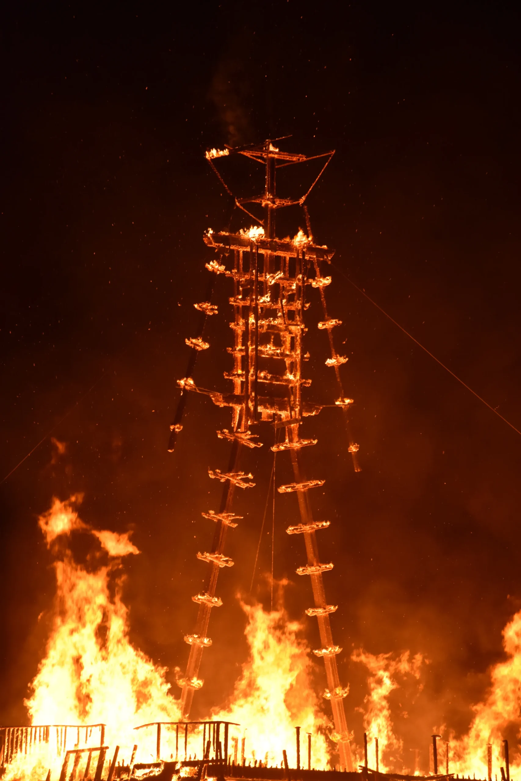 Art installations and participants at Burning Man in the Black Rock Desert of Nevada during the annual festival